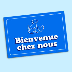 Plaque en Alu – Bienvenue chez nous – bleu